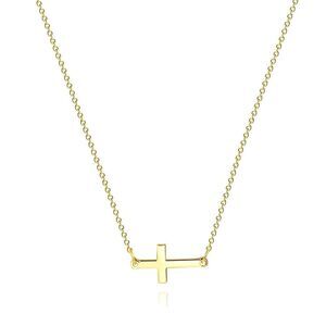 18K Gold Plated Stainless Steel "Cross' Necklace Women's Waterproof Spiritual